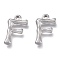 Non-Tarnish 304 Stainless Steel Pendants, Bamboo Shaped Letter, Stainless Steel Color, Letter.F, 17.5~19x10~16x3~4mm, Hole: 1.8~2mm