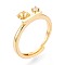 Flower Brass Micro Pave Cubic Zirconia Cup Peg Ring Settings, Adjustable Ring Settings for Half Drilled Beads, Cadmium Free & Nickel Free & Lead Free, Real 18K Gold Plated, 8mm, US Size 6(16.5mm), Pin: 0.8~0.9mm