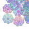 Ion Plating(IP) 304 Stainless Steel Filigree Joiners Links, Etched Metal Embellishments, Flower, Rainbow Color, 39.5x37x0.3mm