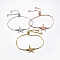 Adjustable Brass Micro Pave Cubic Zirconia Bolo Bracelets, Slider Bracelets, with Brass Box Chains, Starfish/Sea Stars, Mixed Color, 10-1/4 inch(260mm)