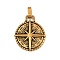 304 Stainless Steel Pendants, Flat Round with Compass Charm, Ion Plating(IP), Antique Golden, 30.5x25.5x4mm, Hole: 6.5x4.5mm