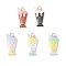 Alloy Enamel Pendants, Ice Cream Charm, Platinum, Mixed Color, 23.5x11x2.5mm, Hole: 2mm