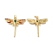 Rack Plating Brass Micro Pave Clear Cubic Zirconia Pendants, with Jump Ring and Enamel, Lead Free & Cadmium Free, Dragonfly Charm, Real 18K Gold Plated, 29x27.5x2.5mm, Hole: 3.5mm