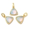 Rack Plating Brass with Synthetic Opal Pendants, Triangle, Champagne Yellow, 15x12.5x6mm, Hole: 5mm