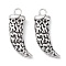 Alloy Pendants, Lead Free & Cadmium Free, Ox Horn, Antique Silver, 41x21x8.5mm, Hole: 4mm