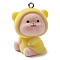 Flocking Resin Pendants, Animal Charms with Platinum Plated Iron Loops, Bear, Yellow, 32x24x20mm, Hole: 2mm