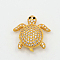 Brass Micro Pave Cubic Zirconia Beads, Hollow Tortoise Beads, Lead Free & Nickel Free & Cadmium Free, Golden, 20x19x6mm, Hole: 2mm