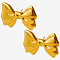 Stylish Sweet Bowknot Stud Earrings for Women, Metal Design, Golden, 24x34mm