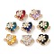 Brass Pave Faceted Glass Heart Connector Charms, Clear Cubic Zirconia Flower Links, Cadmium Free & Nickel Free & Lead Free, Light Gold, Mixed Color, 17.5x12x10.5mm, Hole: 1.5mm