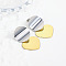 Brass Dangle Stud Earrings, Two Tone Flat Round with Heart, Platinum & Golden, 40x25.5mm