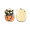Halloween Light Gold Tone Alloy Enamel Pendants, Pumpkin with Demon Charm, Orange, 22x15x1.5mm, Hole: 2mm