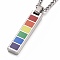 Pride Style 201 Stainless Steel Pendant Necklaces, with Enamel and Iron Chains, Rectangle, Colorful, Stainless Steel Color, 24.02 inch(61cm)
