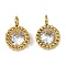 304 Stainless Steel Micro Pave Cubic Zirconia Charms, Flat Round, Golden, 9.5x6.5x2.5mm, Hole: 1.8mm