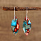Bohemian Style Emperor Stone Dangle Earrings, Horse Eye, Platinum, Blue, 51x15mm