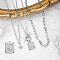 Brass Micro Pave Clear Cubic Zirconia 3 Layered Star & Rectangle with Rose Pendant Necklaces for Women, Platinum, 11.81~21.65 inch(30~55cm), 3pcs/set