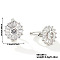 Luxury Flat Round Brass Stud Earrings, with Exquisite Design Rhinestone, Silver, 14x12mm