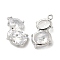 Brass with Glass Pendants, Oval Charms, Platinum, 18x11x5mm, Hole: 1mm