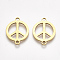 201 Stainless Steel Links connectors, Laser Cut Links, Flat Round with Peace Sign, Golden, 18.5x14x1mm, Hole: 1.5mm