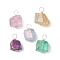 Electroplated Natural Quartz Pendants, Irregular Shaped Charms with Eco-Friendly Copper Wire Loops, Silver, 18~18.5x9.5~15.5x9~12mm, Hole: 4mm