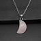 Moon Natural Rose Quartz Pendant Necklaces, with Platinum Alloy Cable Chains, 19.69 inch(50cm)