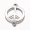 Tarnish Resistant 201 Stainless Steel Links connectors, Peace Sign, Stainless Steel Color, 22x16x1mm, Hole: 1.5mm
