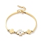 Ion Plating(IP) 304 Stainless Steel Cross Link Bracelet, with Imitaiion Shell, Golden, 6-1/8 inch(15.5cm)