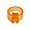 Bear Resin Band Rings, Dark Orange, Inner Diameter: 17mm