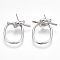 Brass Stud Earrings, Oval with Knot, Nickel Free, Real Platinum Plated, 25x19.5mm, Pin: 0.8mm