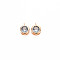 Brass Charms, with Rhinestone, Nickel Free, Flat Round, Real 18K Gold Plated, Light Sapphire, 7x5x3mm, Hole: 1mm