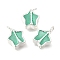 Brass Enamel Charms, Star Charms, Rack Plating, Lasting Plated, Cadmium Free & Lead Free, with Jump Ring, Silver, Medium Aquamarine, 14x12x7mm, Hole: 3mm
