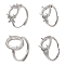 4Pcs 4 Style Adjustable Brass Solitaire Ring Settings, 4 Claw Prong Ring Settings, Platinum, US Size 6 1/2(16.9mm)~US Size 9(18.9mm), Tray: 10~14mm, 1pc/style