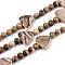 Natural Picture Jasper Strands, with Light Gold Brass Edge, Triangle & Round, 6.5mm, Hole: 1.2mm, Triangle: 16.5x17.5x4mm, Hole: 1.2mm, about 23pcs/strand, 6.69 inch(17cm)