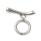 Brass Pave Clear Cubic Zirconia Toggle Clasps, Cadmium Free & Nickel Free & Lead Free, Ring, Real Platinum Plated, Ring: 13.5mm wide, 15.5mm long, 2mm thick, Hole: 1mm; Bar: 6mm wide, 24.5mm long, 3.5mm thick, Hole: 1mm