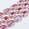 Opaque Glass Beads Strands, with Brass Findings, Pearl Luster Plated, Faceted, Rectangle, Golden, Dark Red, 13x18x7mm, Hole: 1mm, about 10pcs/strand, 9 inch (23cm)