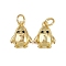 Brass Micro Pave Cubic Zirconia Pendants, with Jump Ring, Penguin Charms, Rack Plating, Long-Lasting Plated, Lead Free & Cadmium Free, Real 18K Gold Plated, 13x10x4mm, Hole: 3mm
