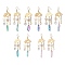 201 Stainless Steel Cloud Chandelier Earrings with Brass Pins,Dyed Natural Quartz Crystal Nugget Long Drop Earrings, Mixed Color, 79~83x25mm