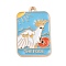 Tarot Alloy Enamel Pendants, Cadmium Free & Lead Free, Light Gold, Rectangle with Parrot Pattern, Light Sky Blue, 30x19x1mm, Hole: 1.8mm