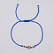 Adjustable Cross & Round Braided Bead Bracelets for Women, Royal Blue, 11 inch(28cm)