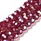 Transparent Glass Beads, 32 Facets, AB Color Plated, Round, Dark Red, 10x8.5~9mm, Hole: 1.6mm, about 67pcs/strand, 23.62''(60cm)