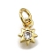Brass Micro Pave Clear Cubic Zirconia Pendants, Sun Charms, Long-Lasting Plated, Rack Plating, Lead Free & Cadmium Free, with Jump Ring, Real 18K Gold Plated, 8x5.5x2mm, Hole: 3.5mm