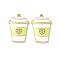 304 Stainless Steel Enamel Pendants, Rhinstone Heart Pattern Cup Charms, Ion Plating(IP), Golden, Yellow Green, 26.5x18x4mm, Hole: 1.2mm