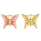 Golden Stainless Steel with Enamel and Glass Pendants, Butterfly Charms, Pink, 25x20mm, Hole: 2.8mm