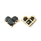 Brass Pave Cubic Zirconia Connector Charms, Heart Links, Cadmium Free & Nickel Free & Lead Free, Real 18K Gold Plated, Black, 18.5x26x7.5mm, Hole: 1.6mm