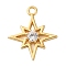 Brass Pave Clear Cubic Zirconia Pendants, Cadmium Free & Nickel Free & Lead Free, North Star, Real 18K Gold Plated, 15.5x13.5x2mm, Hole: 1.6mm