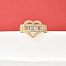 Brass Micro Pave Cubic Zirconia Cuff Rings for Women, Cadmium Free & Lead Free, Heart, Real 18K Gold Plated, 13.5mm