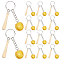 12Pcs Yellow Baseball and Softball Keychain Bulk Wooden Baseball Keychains Mini PU Leather Baseball Bat Softball Keyrings Sport Keychains for Party Favors Men Women Athletes Souvenir Birthday