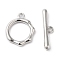 Brass Toggle Clasps, Cadmium Free & Nickel Free & Lead Free, Ring, Real Platinum Plated, Ring: 16x13x2mm, Hole: 1.6mm, Bar: 20x5x2mm, Hole: 1.6mm