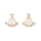 Rack Plating Brass Pave Clear Cubic Zirconia Pendants, Fan Charms with Shell, Long-Lasting Plated, Real 18K Gold Plated, 17.5x15.5x4.5mm, Hole: 0.7mm