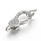 Brass Micro Pave Cubic Zirconia Lobster Claw Clasps, Cadmium Free & Lead Free, Platinum, 25.5x13x5.5mm, Hole: 2mm