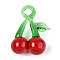 Handmade Lampwork Pendants, Cherry, Crimson, 42.5x32x15.5mm, Hole: 6x6mm